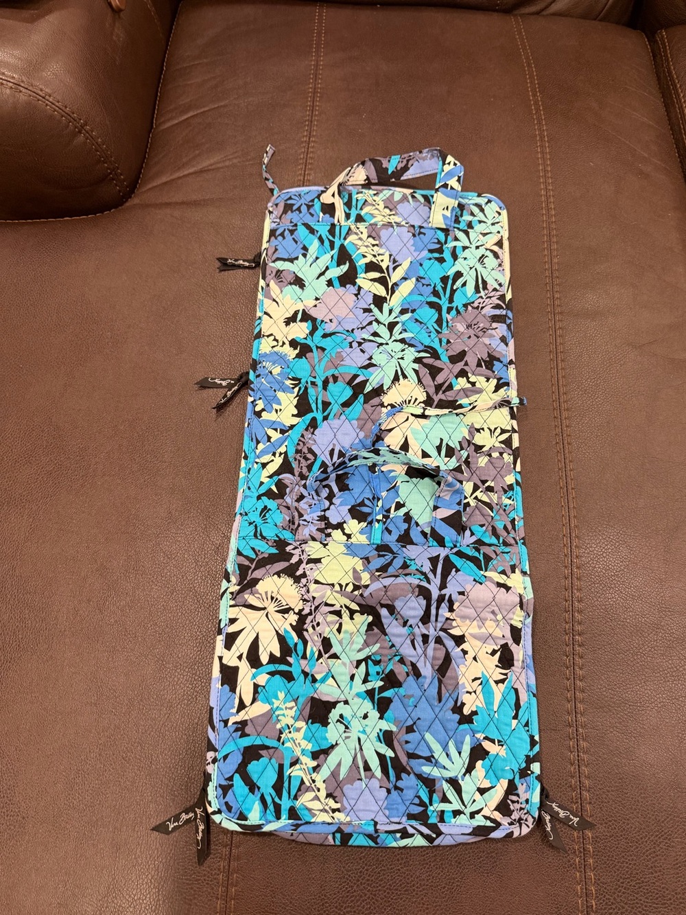 Vera Bradley Quilted Floral Travel Organizer in Blue, Teal, Yellow